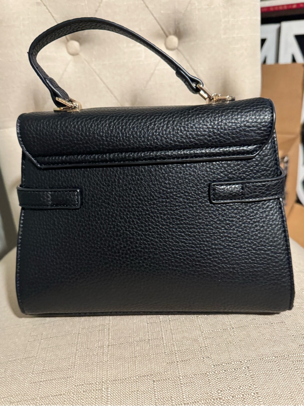 Ello Structured BLACK Satchel with Gold-Tone Lock and Hardware. Baby B - Picture 4 of 9